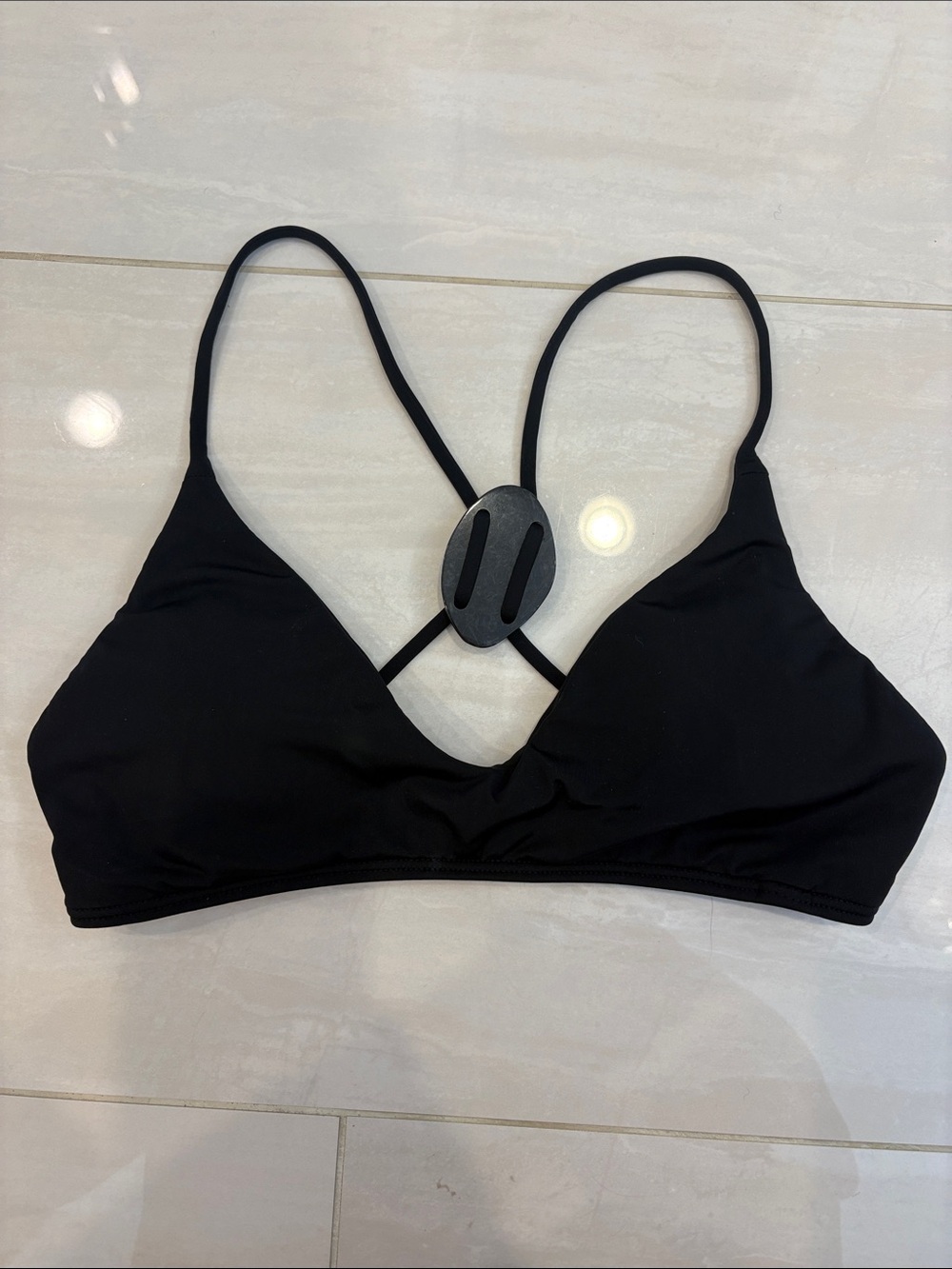 Women’s Black Strappy Swim Top